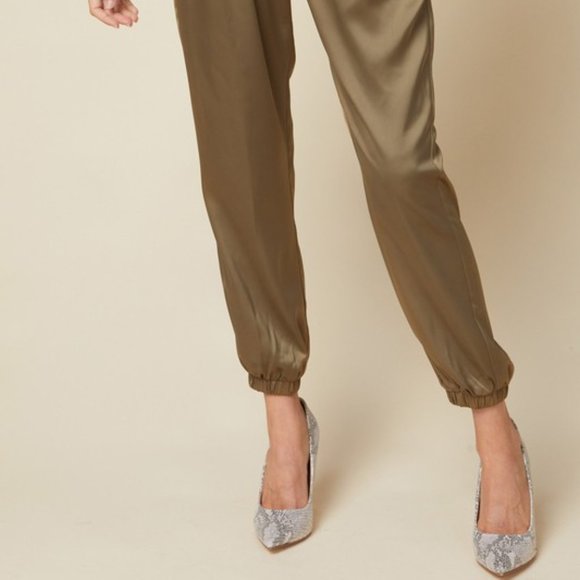 NWT Premium solid olive satin joggers - Picture 3 of 5
